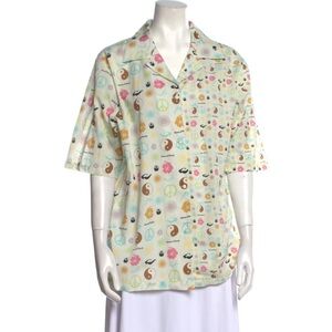 House of Sunny ‘Happy Days’ Printed Short Sleeve Button-Up Top